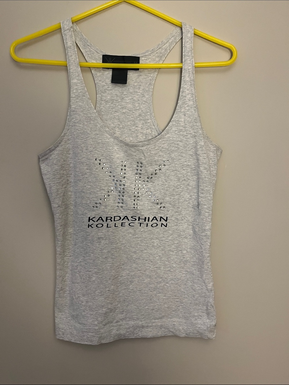 Kardashian Kollection Light Gray Rhinestone 'KK' Tank
